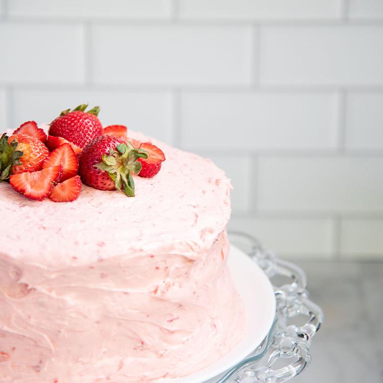 Strawberry Cake with Strawberry Buttercream Frosting